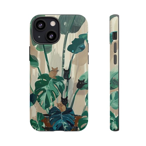 Phone-Ink iPhone, Pixel, Samsung Galaxy Case - Monstera Green Plant Cats - 第 72/191 張圖片