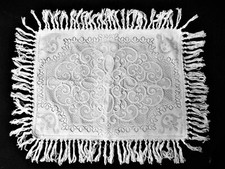 Standard White Cotton Blend Lace Pillow Sham Victorian Style With Fringe