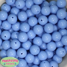 16mm Periwinkle Blue Acrylic Solid Bubblegum Beads Lot 20 pc.chunky gumball