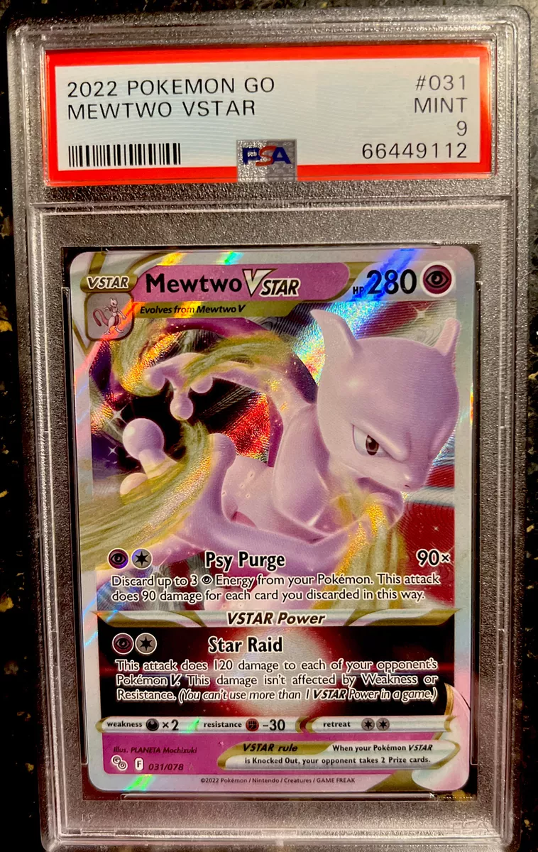 Pokemon GO - Mewtwo Vstar - Graded, 9 MINT!!