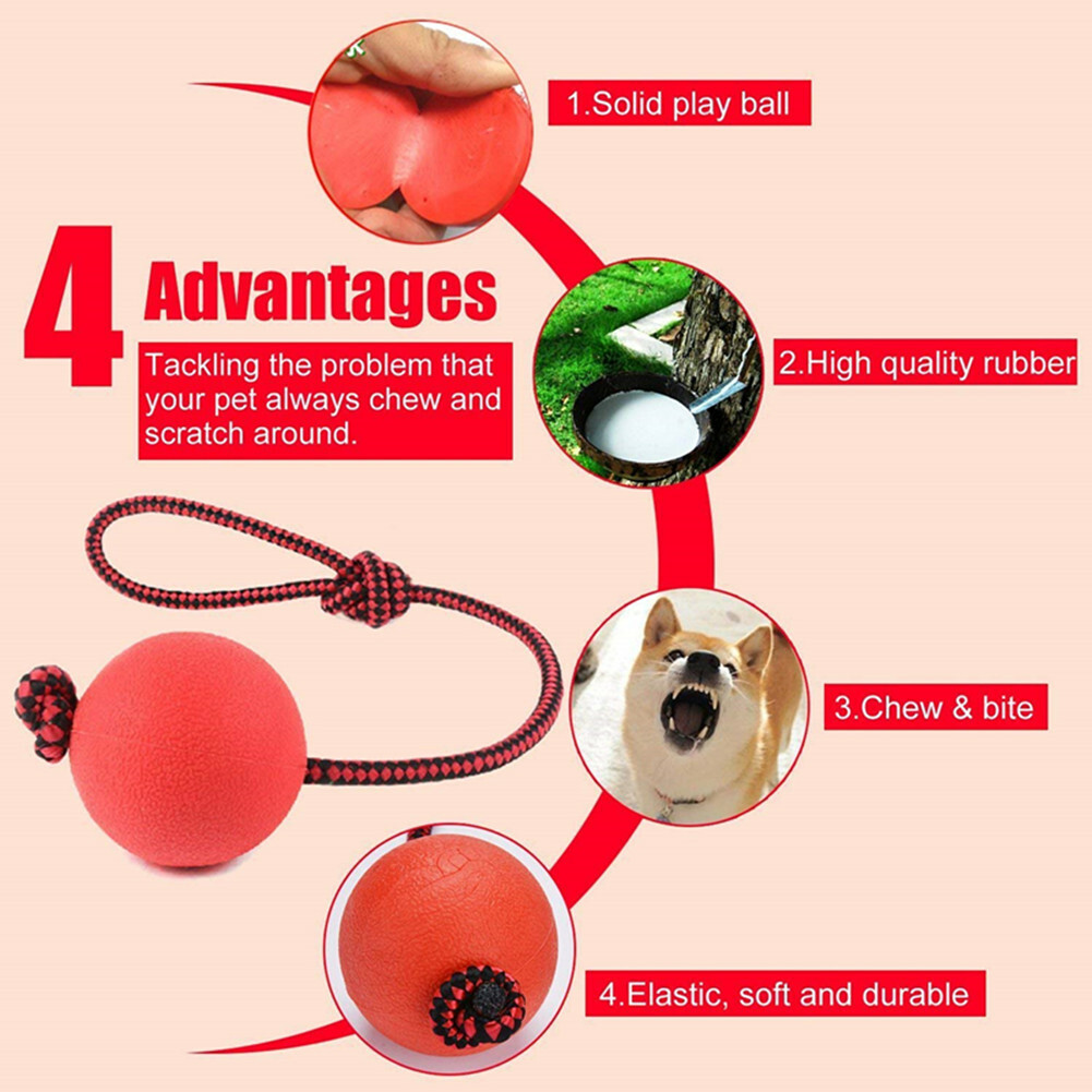 3Pcs/Set Indestructible Dog Ball on a Rope Puppy Chew Toy Outdoor