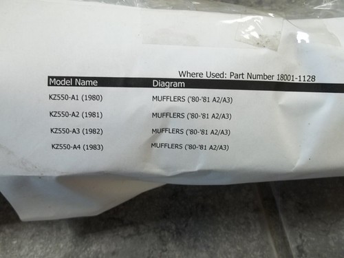 KAWASAKI Z550 A1-4 1980-3 LEFT EXHAUST MUFFLER 18001-1128 NOS - Bild 2 von 7