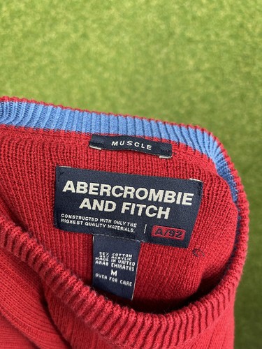 ABERCROMBIE Sweater Mens Muscle Shirt Wool Blend Heavyweight Red Size Medium - Picture 7 of 9