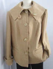ESCADA Funnel Neck Cotton Tan Women Jacket Coat NWT Sz 44 US 12 - 14 Retail $890