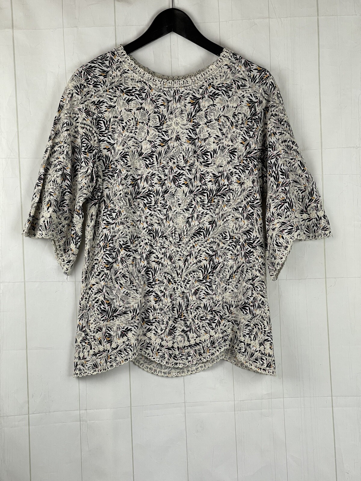 Black & White Embroidered Tiered Cotton Tunic