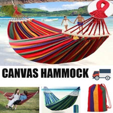 2 Person Double Camping Hammock Chair Bed Outdoor Garden Hanging Swing Sleeping