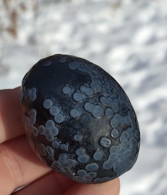  GOBI BLUE EYE AGATE,  BEAUTIFUL DARK MULTI-EYE GOBI DESERT AGATE  122G