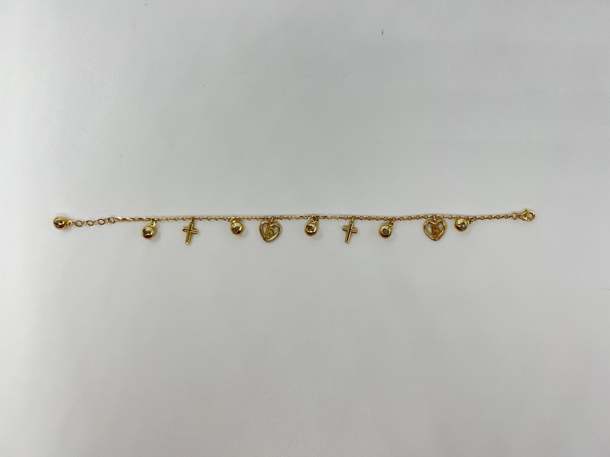 14K Yellow Gold Quinceañera Charm Bracelet 5.5g (EL10… Gem