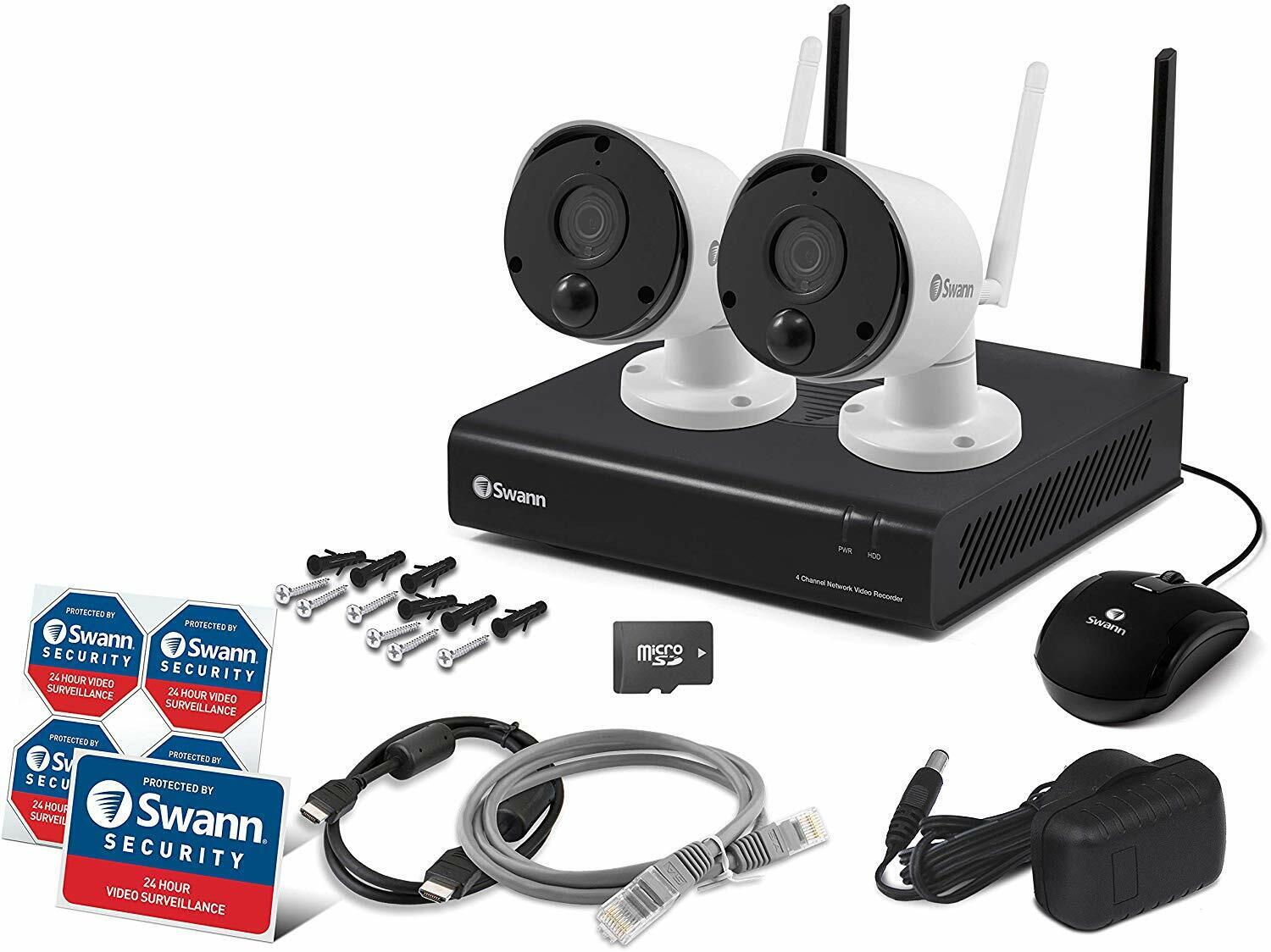 Swann NVR CCTV Camera Kit NVW-485 Wi-Fi 4 Channel 1080p 1TB HDD 2-Way Audio Binnenlandse reguliere winkel