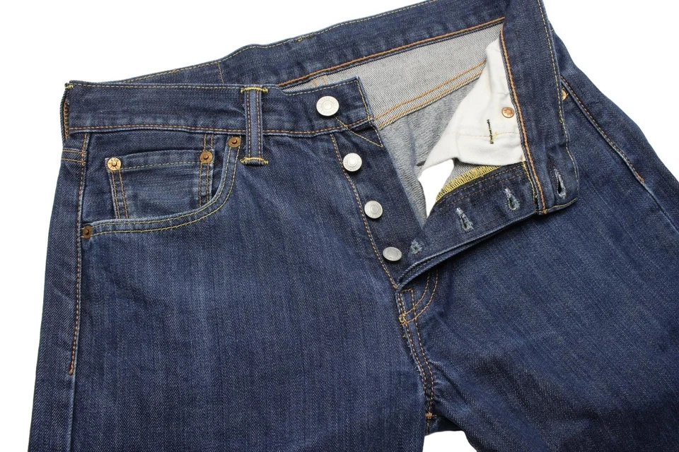 Levi's 501 Vaqueros Hombres W29/L32 Triquitos Corte Recto Azul Botón Fly - Imagen 4 de 4