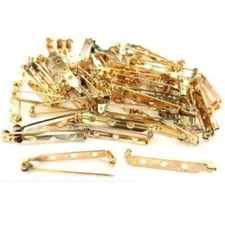 60 Bar Pin Backs Broach Hat Badge Jewelry Safety Parts 1 1/2" x 3/16"