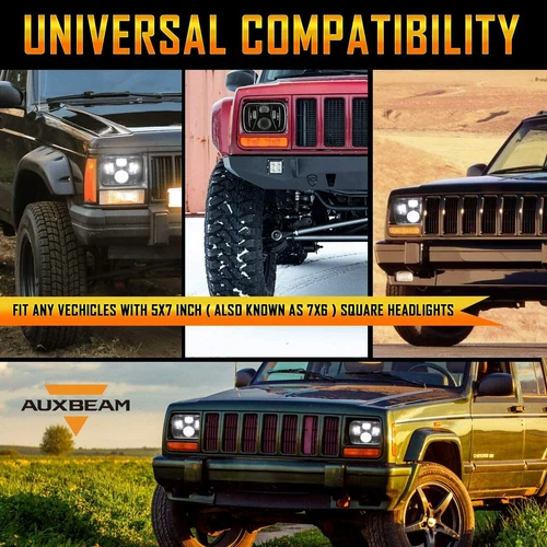 For 87-95 Jeep Wrangler YJ LED Headlights 7x5" + Tail Lights Turn Signal Combo - Picture 5 of 12