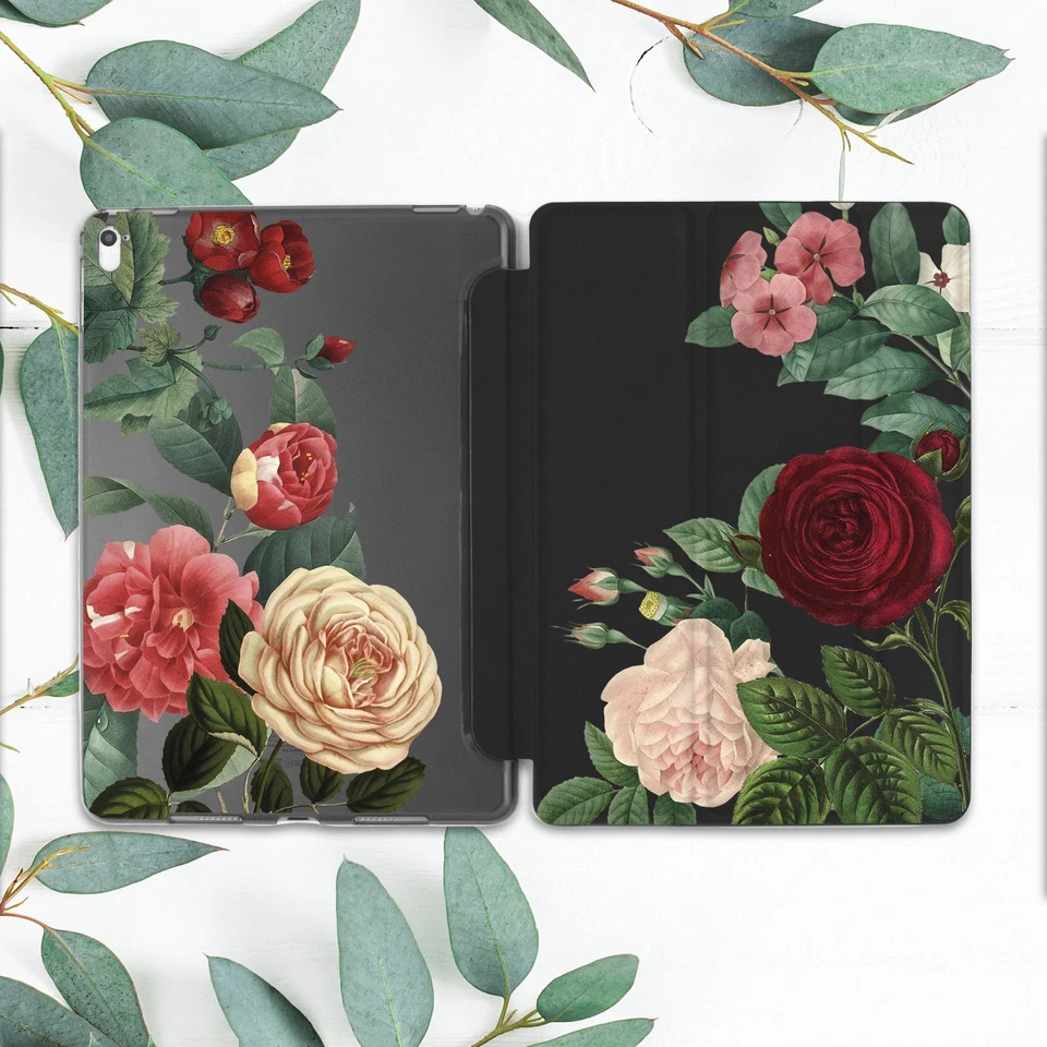 Vintage Rose Flower Floral Girly Case For iPad 10.2 Pro 12.9 11 9.7 Air 4 5 Mini - Image 4 of 4