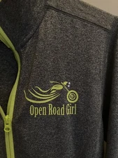Open Road Girl Jacket M Grey Neon Rhinestone Pockets Front Zip Motorcycle Jacket