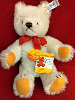 STEIFF Original White Teddy Bear 11 in white mohair Black White Ear Tag 0203/26