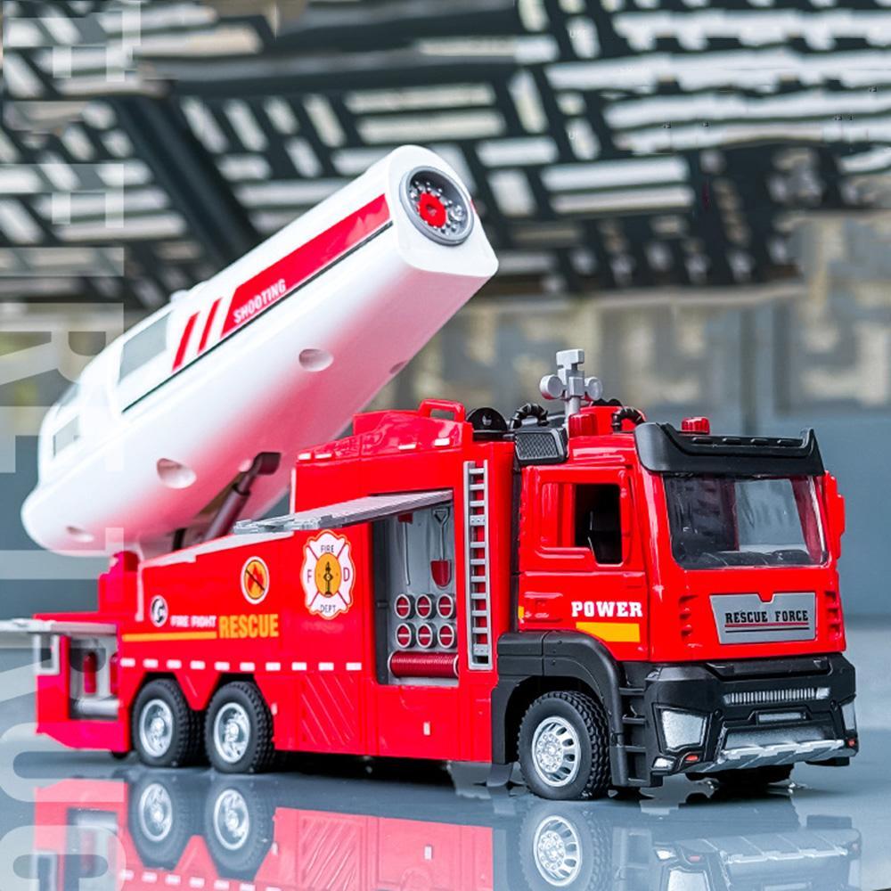 1/32 Electric Water Spray Fire Engine Alloy Diecast Toy, Pull Back, Sound Light