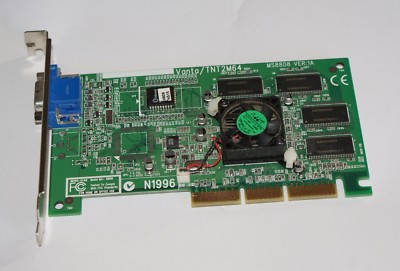 MSI MS8808 Vanta/TNT2M64 Grafikkarte 32MB AGP Aktive Kühlung 
