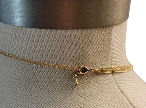 Goldtone Delicate Petite Charm 3 Strand Necklace Layered Look 16" - Picture 3 of 4