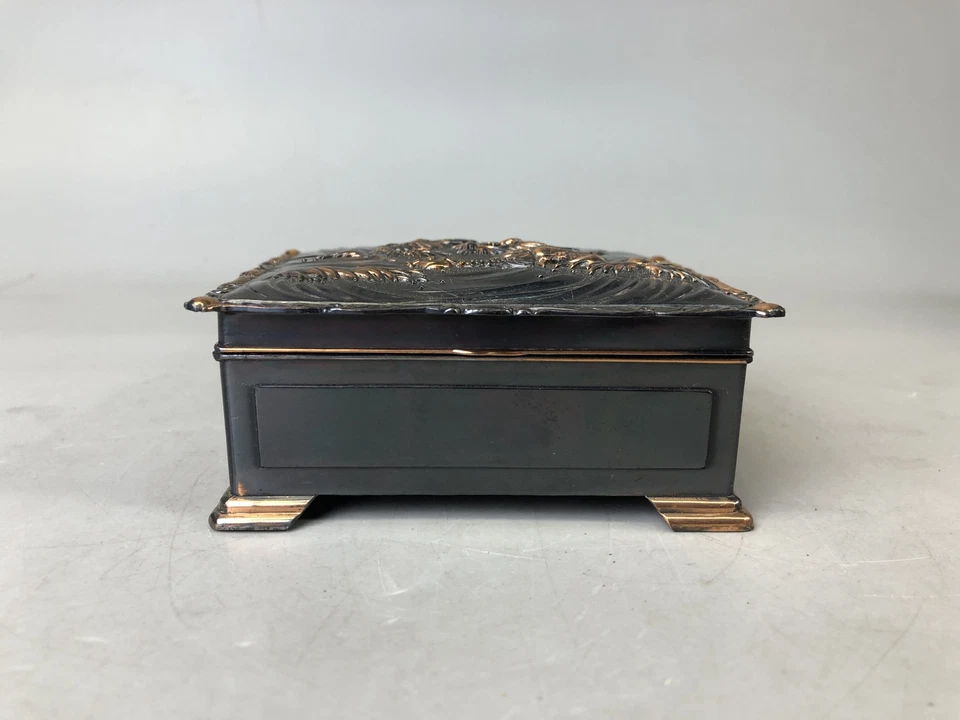 Y7593 CAJA Cobre Accesorio Estuche Repujado Dragón Japón Antiguo Pequeño Contenedor Foto 3 de 4