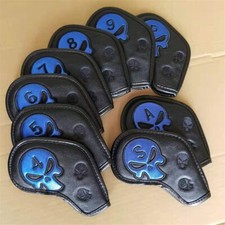 9pcs Blue Skull Golf Headcovers Iron Club Head Cover 4-9,P,A,S Fit all Brands