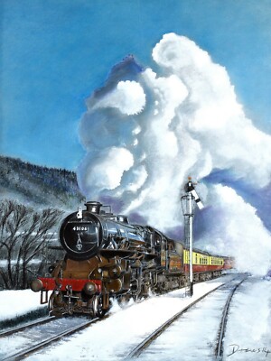  Eisenbahn Kunst Dampflok Grußkarte ''Steam up on a Crisp Day'' - David James