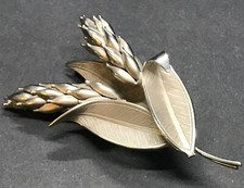 Estate Vintage Ears Wheat Brooch Tremblor 3' Sculptural Harvest Autumn Silver 