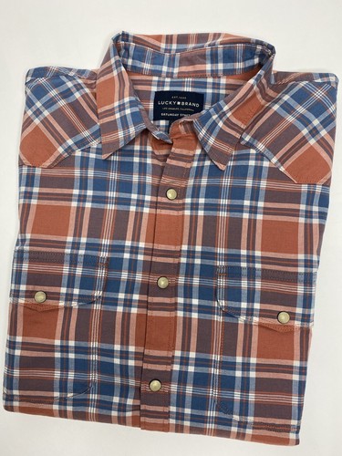 Camisa para hombre Lucky Brand Saturday elástica perla abotonada •Talla M *NUEVA CON ETIQUETAS - Imagen 9 de 11