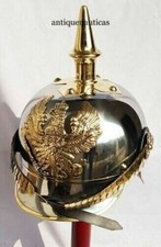 New Prussian German Pickelhaube Helmet Imperial Officer’s Leather Without Stand