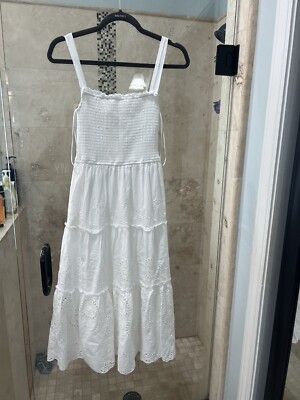 Audrey Parks  Francesca's White Smocked Floral Sleeveless Midi Maxi Dress  Xs | eBay