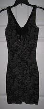 FREE PEOPLE GRAY BLACK PAISLEY PRINT BEADED XS STRETCH DRESS