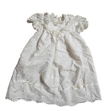 Vintage Mothercare White Lace Trim Swiss Dot Dress 12M Christening Baptism USA
