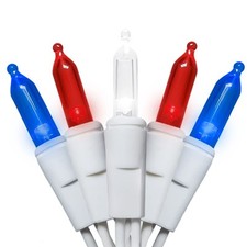 Red White and Blue LED Christmas Lights - 35 Count 4th of July String Lights for