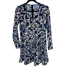 SimplyVera Vera Wang Size XS Long Sleeve V Neck Navy Mini Dress
