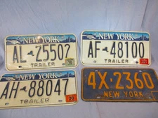LOT OF 4 NEW YORK STATE LICENSE PLATES (1) 1966-1972 & (3) TRAILER 2001-2009