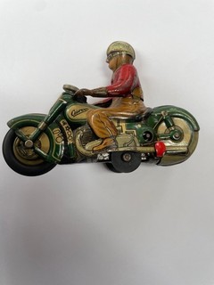 Schuco Vintage anni 40 Tinplate Clockwork Curvo 1000 Motocicletta Zona US