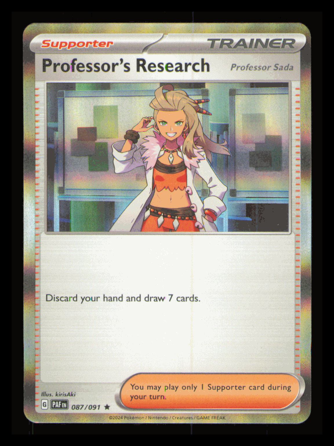 Pokémon TCG Professor's Research (Sada) 087/091 Paldean Fates Holo Rare NM