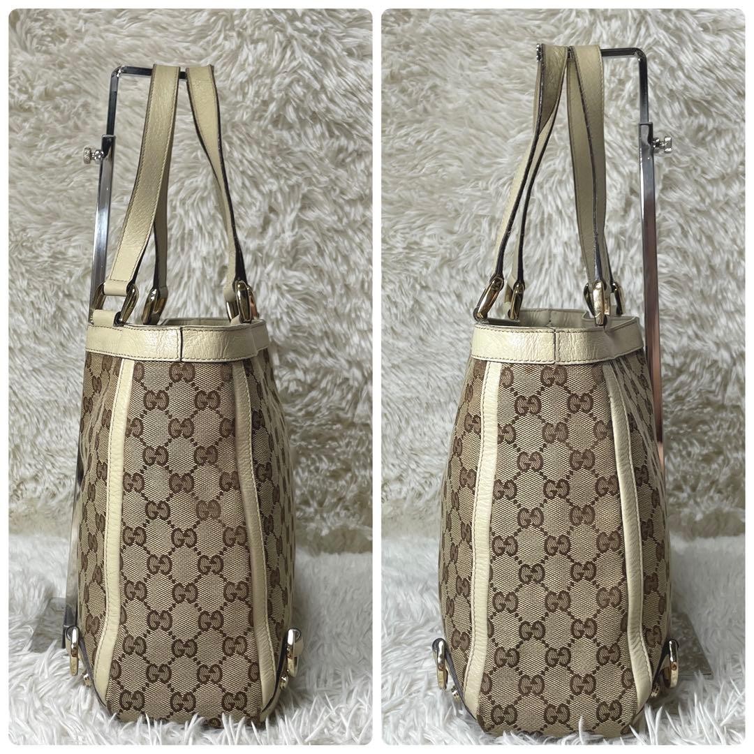 Gucci Abbey Tote Bag Brown Canvas Leather Authentic thumbnail 4