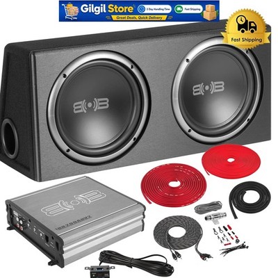 BPKG210v2 1000W Dual 10'' Car Subwoofer with Ported Enclosure & Remote Knob