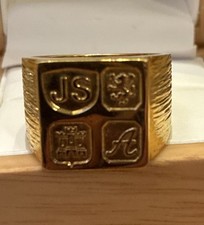 Heavy 25g Jack Spencer Silver Signet Ring Feature Hallmark Style Vermeil Size Z