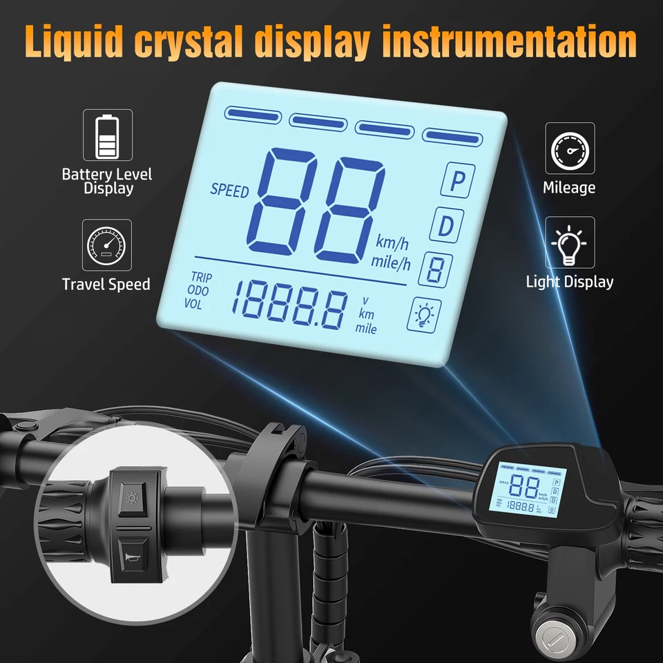 Foldable Electric Bike Peak 1000W 45Miles 25MPH E Bikes UL 2849 Certified Adult - Image 2 of 4