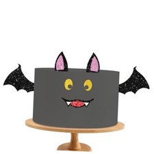 Bat Cake Topper, Bat Happy Birthday Cake Decor, Black Glitter Spooky Bat bat