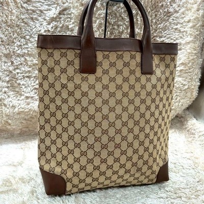 Gucci Tote Bag Handbag Brown Canvas GG Pattern