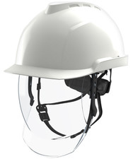 MSA V-Gard 950 White Electrician Safety Helmet & Class-1 Arc-Flash Face Shield