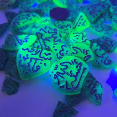 63pc Vintage Old Czech Green Uranium Glass Broken Beads DIY Mosaics Craft 9.2oz