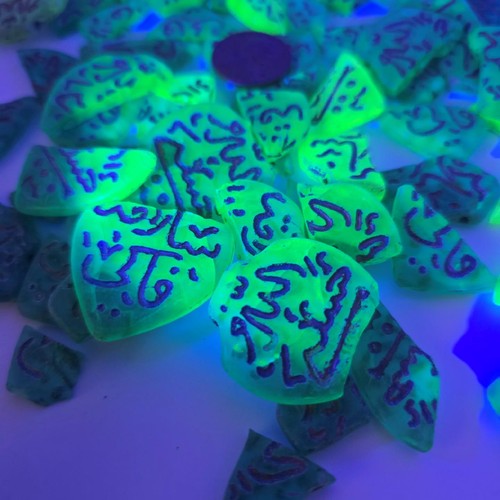 63pc Vintage Old Czech Green Uranium Glass Broken Beads DIY Mosaics Craft 9.2oz