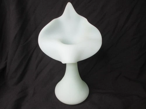 FENTON jack in the pulpit vase satin sea green blue white 10 3/4 inches tall