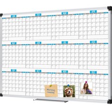 XBoard Magnetic Calendar Whiteboard 48" x 36", 12 Months Calendar Dry Erase B...