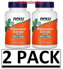 2 PACK - Now Foods, Potassium Citrate, 99 mg, 180 Capsules Total 360 Capsules 
