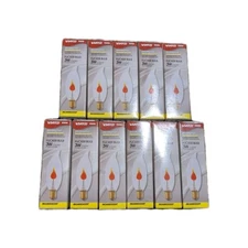 (11) Satco S3656 3W 120V Flame Tip 32mm E12 Candelabra Base Flicker Bulb 11 Ct.