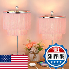 Lovlast Pink Lamps Set Of 2 For Girls Room 3-Way Dimmable Touch Lamps Usb Port